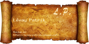 Lévay Patrik névjegykártya